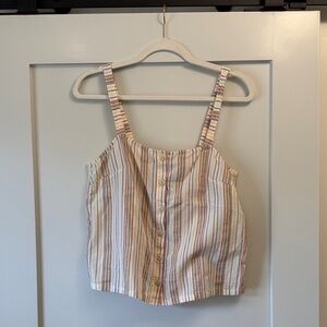 Madewell Button-Front Cami Tank in Textural Rainbow Stripe